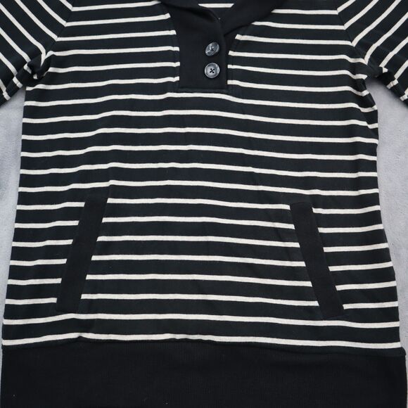Banana Republic Sweater Womens M Black Long Sleeve Button Stripe Knit Pullover - Picture 11 of 16